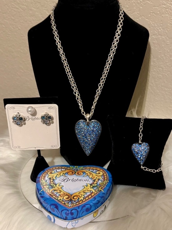 Brighton Jewelry - Brighton "GLISTEN HEART" Conv. Necklace-Earring-Bracelet Set (MSR$280)  NWT